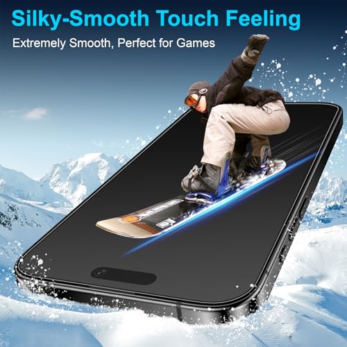 Mothca 2 Pack Matte Glass Screen Protector for iPhone 17 Pro/iPhone 16 Pro/iPhone 17 6.3-inch [Auto Fit Box Dust-Free] Full Coverage Anti-Glare & Anti-Fingerprint Tempered Glass, Smooth as Silk - size: iPhone 17 Pro/16 Pro/17 6.3-inch