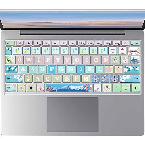 Protective Keyboard Cover Skin for Microsoft Surface Laptop Go 12.4" Touchscreen 2020 Release, Flower and Big Letter Designs, Sakura - color: Sakura