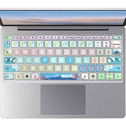 Protective Keyboard Cover Skin for Microsoft Surface Laptop Go 12.4" Touchscreen 2020 Release, Flower and Big Letter Designs, Sakura - color: Sakura