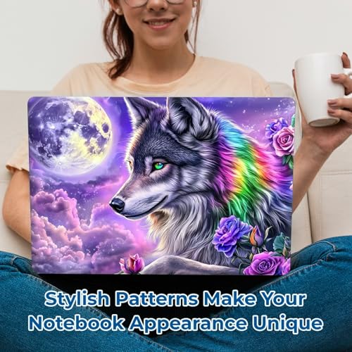 Reusable Universal Laptop Skin Sticker, Cut to Fit for 11.6–15.6 Inch Laptops, Waterproof Protective Film, No-Residue - Moon Flower Wolf - color: Moon flower Wolf