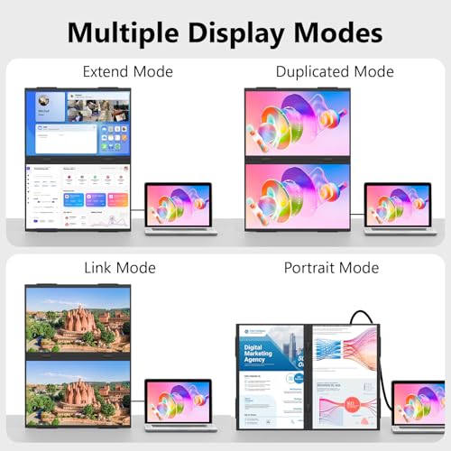 14" Dual Touch Portable Monitor, 1200P Laptop Screen Extender, USB-C & HDMI Plug & Play Display with Built-in Speakers, Lightweight Monitor for Stock Trading, Office, Business Travel, Gaming - size: 14inch touch