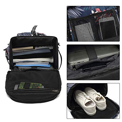 Kalesi Gym Duffle Bag Backpack 4-Way Waterproof with Shoes Compartment for travel Sport Hiking laptop - color: Floral-cool