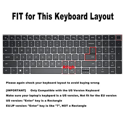 2 PCS Keyboard Cover for 15.6 Inch Dell Latitude 3540 3550 5520 5521 5530 5531 5540 5550, 15.6 Inch Dell Precision 3560 3561 3570 3571 3580 3581 3590 3591 US Laptop Keyboard(Black+Clear) - color: Black+Clear