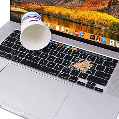 MOSISO Keyboard Cover Compatible with MacBook Pro 13 inch M2 M1 | 2023-2020 A2338 A2289 A2251&Compatible with MacBook Pro 16 2020 2019 A2141 Touch ID, Protective Silicone Skin, Black - color: Black