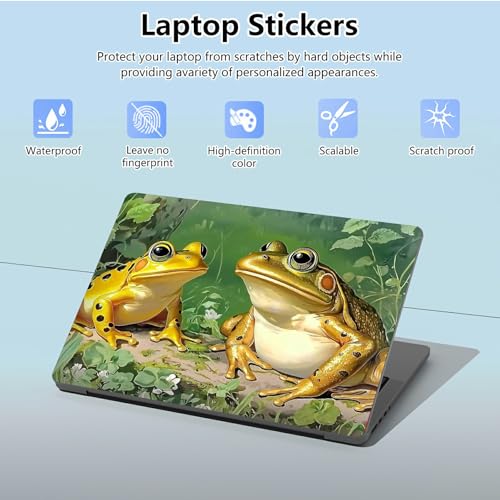 Universal Laptop Skin Sticker with 2 Wrist Pad Skins, Waterproof Scratch Resistant Vinyl Laptop Cover Decal, Cut to Fit for 11–15.6 Inch MacBook HP Dell Lenovo, Frogs - color: Frogs