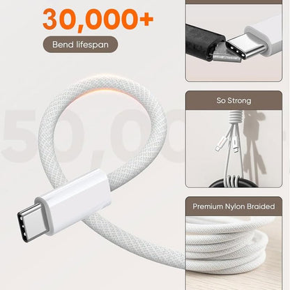 240W Google USB-C Charge Cable[2-Pack],USB C to USB C Cable, Fast Charging Cord for Pixel 10 Pro XL/10 Pro/10A/10 Pro Fold/9A/9 Pro Fold/8/8A/7/6/5/4/3, iPhone 17/16/15/17e,Chromebook/Macbook Pro/Air - size: 3.3ft