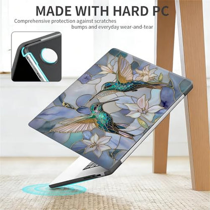 for MacBook Air 13 Inch Release 2018/2020 Model A1932 A2179 A2337 Black Computer Case,Novelty Premium Pattern Hardshell Laptop Case Gilded Wings Stained Glass Hummingbirds Lilies - color: Gilded Wings Stained Glass Hummingbirds Lilies, size: A1932/A2179/A
