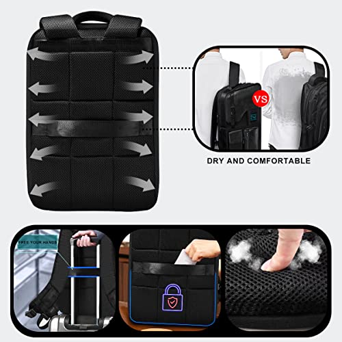 Slim & Expandable Laptop Backpack 15.6 Inch, Computer Rucksack Water Resistant Bag, Anti-Theft Travel Daypack for Men and Women-Black - color: Black