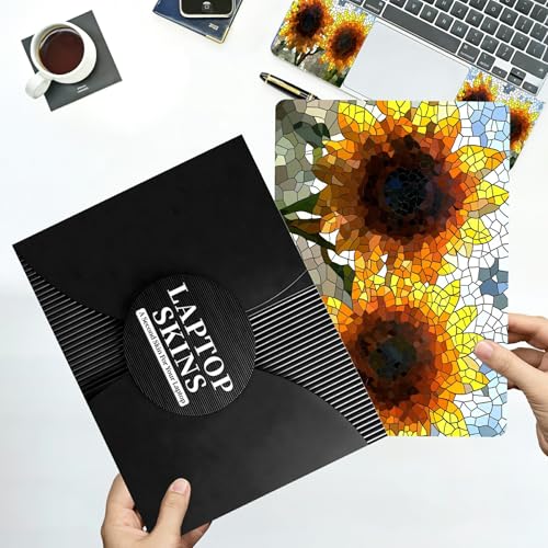 Universal Laptop Skin Sticker with 2 Wrist Pad Decals, 3-Piece Removable Vinyl Laptop Cover, Fragmented Sunflowers Waterproof Anti-Scratch, Easy-Trim Fit for 13.3" 14" 15.6" Laptops - color: Fragmented Sunflowers