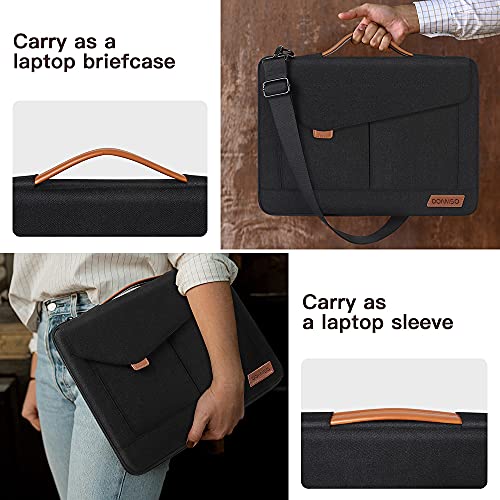DOMISO 15-15.6 Inch Laptop Sleeve Bag Water Resistant Briefcase Messenger Shoulder Bag for ThinkPad L580/16 MacBook Pro/IdeaPad 320/Dell XPS 15/HP Envy x360/ASUS ROG Zephyrus/Acer Chromebook,Black - color: Black, size: 15 - 15.6 Inch