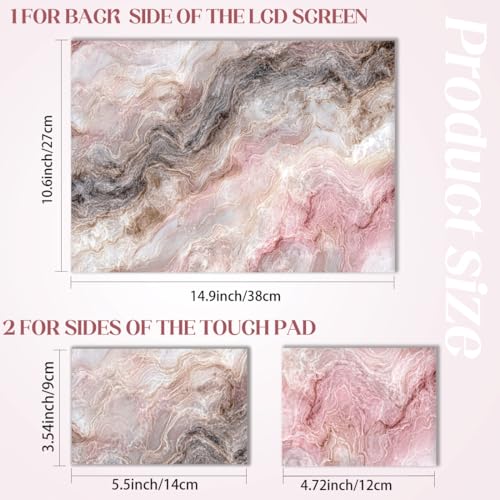 SUPERDANT 3pcs Marble Texture Laptop Cover 14.9x10.6in Marble Laptop Skin Decal Freely Cut Full-Coverage Scratch-Proof Water-Proof PVC Sticker for 12-15.6 Inch Notebook Colorful - style: Marble texture