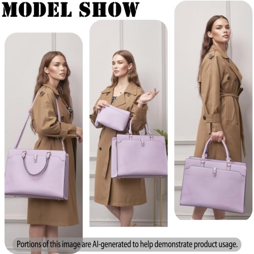 YZAOLL 15.6 Inch Laptop Bag for Women Work Tote Briefcase for Teacher Purse - color: A-purple