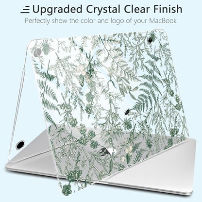 for MacBook Pro 13 inch Case 2022 M2 A2338 2020 Release– Fashionable Lightweight Floral Design Transparent HD Clear Laptop Shell, with TPU Keyboard Cover & OTG Adapters, Green Branches - color: Green branches