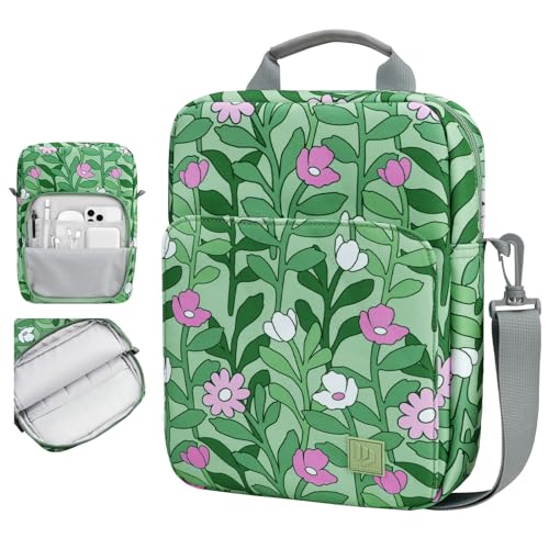 Dadanism 9-11 Inch Tablet Sleeve Bag Carrying Case with Shoulder Strap | Fits iPad (A16) 11", iPad 10th Gen 10.9", iPad Air M4/Pro M5 11", iPad 9/8/7th 10.2", Galaxy Tab A11+ Plus 11", Cyan+Flower - color: Cyan+flower, size: 9-11 Inch