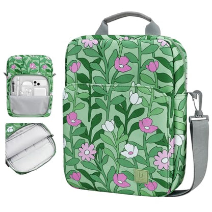Dadanism 9-11 Inch Tablet Sleeve Bag Carrying Case with Shoulder Strap | Fits iPad (A16) 11", iPad 10th Gen 10.9", iPad Air M4/Pro M5 11", iPad 9/8/7th 10.2", Galaxy Tab A11+ Plus 11", Cyan+Flower - color: Cyan+flower, size: 9-11 Inch