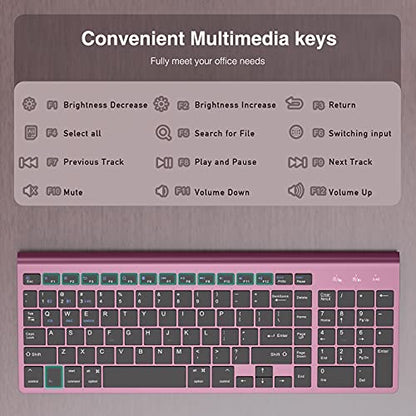 JOYACCESS Bluetooth Keyboard,Multi-Device (2.4G+BT3.0+BT5.0) Wireless Bluetooth Keyboard Compatible with iMac/Mac,MacBook,Laptop,Android,Windows-Wine Red - color: Wine Red