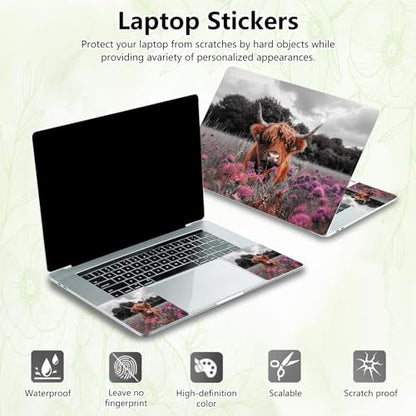Laptop Skin Sticker Decal, Universal Reusable Vinyl Laptop Cover for 12" 13" 13.3" 14" 15" 15.4" 15.6" Notebook PC, Waterproof Scratch-Resistant with 2 Wrist Pads, Easy to Apply & Remove,Highland Cows - color: Highland Cows