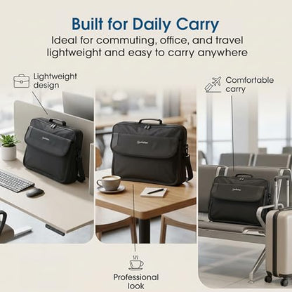 MANHATTAN Laptop Shoulder Bag Carrying Case – Slim Briefcase Style, Clamshell Opening, Padded Compartments–3 Yr Mfg Warranty - size: 17.3 Inch