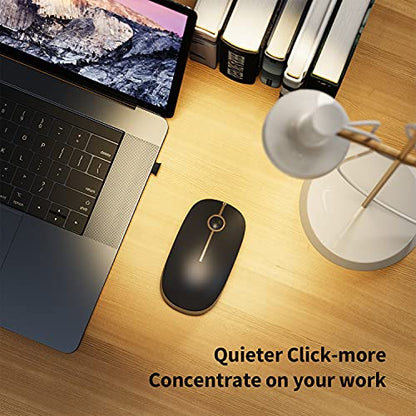 VssoPlor Wireless Mouse, 2.4G Slim Computer Laptop Mouse, Black and Gold | Portable Mouse, Plug & Play USB Nano Receiver, Quiet Silent Optical Mice for Notebook, PC, Laptop, Computer, Windows, Mac - color: Black and Gold