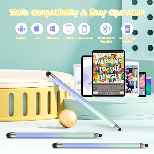 Stylus Pens for Touch Screens 3pcs, 2 in 1 Stylus Pen Compatible with All Touch Screens (Gradient Light blue-3pcs) - color: Gradient light blue-3pcs