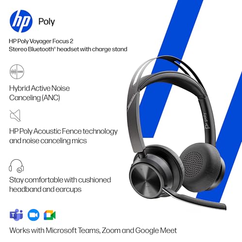 Poly Voyager Focus 2 USB-C-C Headset USB-C/A Adapter Charging Stand (A58JDAA)
