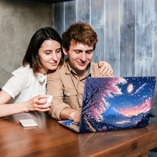 Universal Laptop Skin Sticker Decal, Compatible with MacBook HP Dell Lenovo 12"-15.6", Reusable Vinyl Notebook Cover 3PCS Set, High-Recognition Film-Japan's Fuji Mount Cherry Blossom - color: Japan's Fuji Mount Cherry Blossom