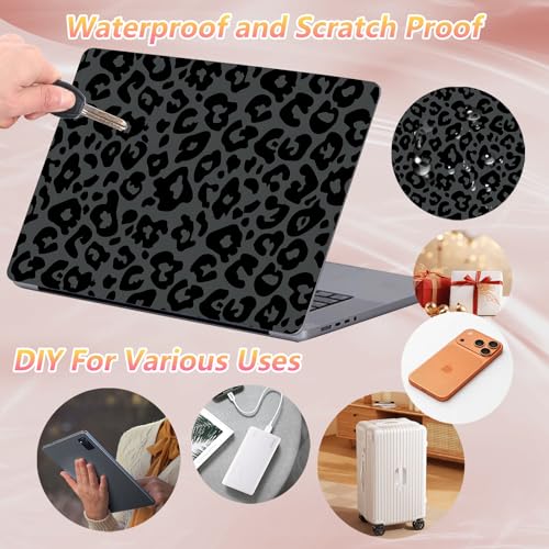 Laptop Skin Sticker Decal 12" 13" 13.3" 14" 15" 15.6",Waterproof Scratch Resistant Vinyl,Reusable Easy to Apply,for MacBook HP Dell Notebooks Netbooks Laptop,2 Wrist Pads,Black Green Leopard Print - color: Black Green Leopard Print