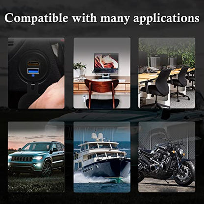 USB 3.0 HDMI Car Mount Flush USB Port Cable, Alloy Shell HDMI USB3.0 Dash Panel Extension Cable with LED Indicator for Car Boat Motorcycle -3ft - style: USB3.0 & HDMI 3ft