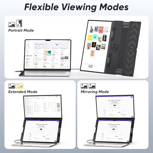 Laptop Screen Extender, 15.6” FHD 1080P Portable Monitor for Laptop, 0.2" Ultra-Thin Display with 100% sRGB, Dual Screen Extender for 13–17” Laptops, Plug & Play for Windows/Mac/Chrome/Android - size: 15.6" Dual Screen Extender