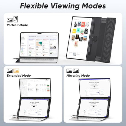 Laptop Screen Extender, 15.6” FHD 1080P Portable Monitor for Laptop, 0.2" Ultra-Thin Display with 100% sRGB, Dual Screen Extender for 13–17” Laptops, Plug & Play for Windows/Mac/Chrome/Android - size: 15.6" Dual Screen Extender