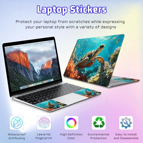 Universal Laptop Skin Sticker Decal, Compatible with MacBook HP Dell Lenovo 12"-15.6", Reusable Vinyl Notebook Cover 3PCS Set, High-Recognition Film-Sea Turtle - color: Sea Turtle