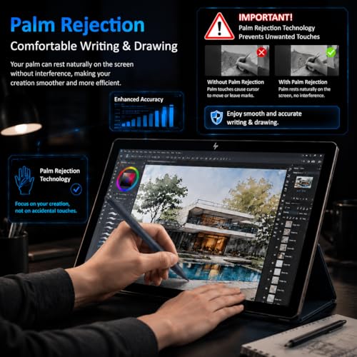 Stylus Pen for Surface Pro, 1024 Pressure, 300 Day Battery Palm Rejection | Works with Surface Pro 11/10/X/9/8/7, Laptop, Book, Go, Studio & Kobo, for Student Note-Taking & Artist Business Drawing - color: Black
