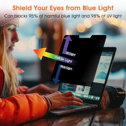 Magnetic Laptop Privacy Screen 14 Inch (Diagonal) 16:9 Display- Removable Anti-Glare Blue Light Filter, Computer Privacy Screen Shield Compatible with 14'' Hp Acer Asus Lenovo Dell Monitor