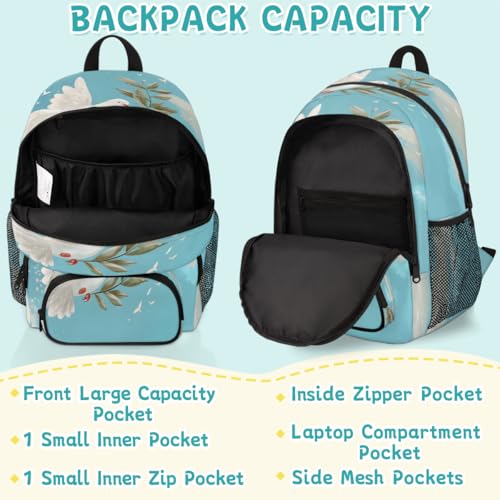 Pigeon Laptop Backpack for Women Men, 18.3 Inch Travel Work Backpacks, Bird Waterproof Computer Casual Daypack Nurse Teacher Bags - color: Multicolor 15