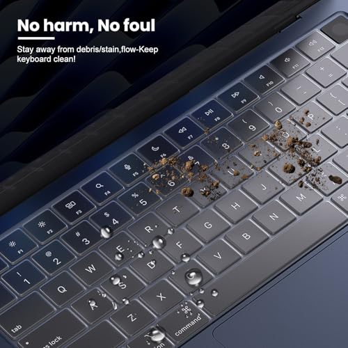 Keyboard Cover Compatible with 2026-2022 MacBook Air 13.6 inch M5 M4 M3 M2 chip/MacBook Air 15.3 inch with M5-M2, Apple Mac Air 13 15 High Transparency Keyboard Skin Protector - color: Clear, size: MacBook Air 13" / 15"