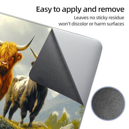Universal Laptop Skin Sticker Decal, 12"-15.6" Aesthetic Vinyl Wrap, Highland Cows Mountain Waterproof Notebook Cover Art Protector for MacBook HP Dell Lenovo, Fits 13" 14" 15" 15.6" - color: Highland Cows Mountain