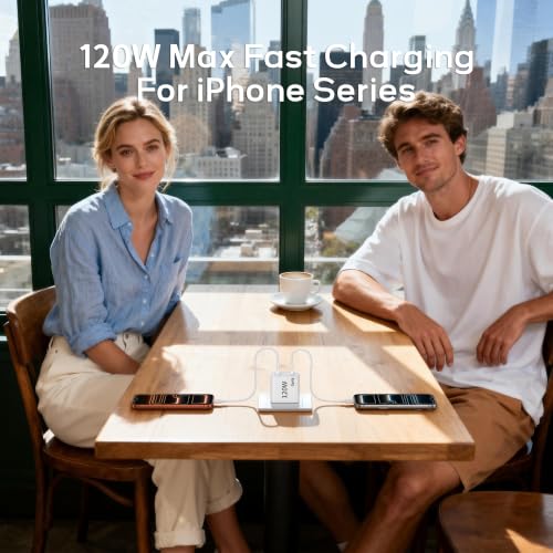 120W Fast Charger USB C - 2 Pack 65W PD Dual Port GaN USB C Charging Block, 3.3/3.3/10/10FT USB C Cable for MacBook Air Pro iPhone 17/16/15 Series Samsung Galaxy S25/S24/S23 Ultra Home Office Travel - color: White