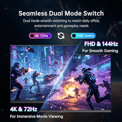 KTC 27 Inch 4K QD-Mini LED White Gaming Monitor Dual Mode M27U6 | UHD 72Hz/FHD 144Hz, Fast IPS, HDR1000, Adaptive-Sync, HDMI DP, VESA, Height Pivot Swivel Tilt Adjustable - color: white, size: 27"