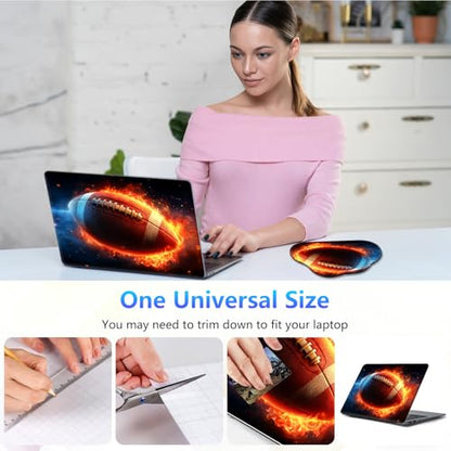 Laptop Skin Sticker Decal 15-15.6 Inch with Cute Mouse Pad, Universal Reusable Vinyl Sticker for 12.1 13 13.3 14 15.4 Inch Netbook and Notebook PC, Football Fire Art - color: Football Fire Art