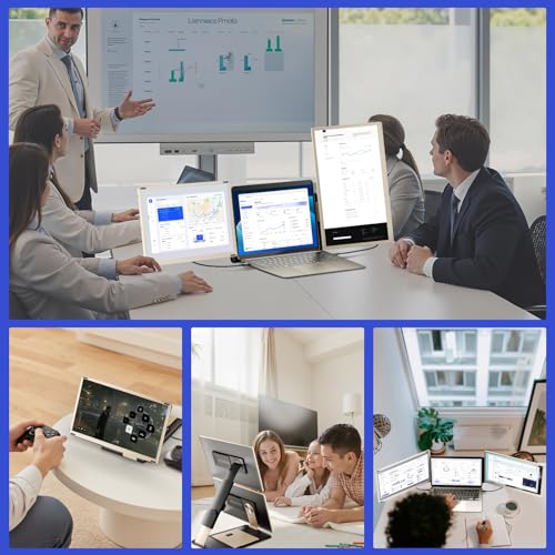 Maxfree S6 Laptop Screen Extender, 15.6'' 1080P Monitor Extender, 11 Display Modes, Plug & Play, Detachable Screen Triple Monitor for Laptop 13"-17.3", Compatible with Mac/Windows/Android/Switch, Gold - style: S6