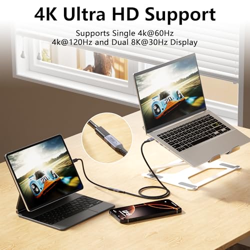 2-pack long usb c braided data extension cable 20ft/6M, USB c extension cable 20 gbps Data Transfer/100W Fast Charging/Video Output at 4K@60Hz for Monitor,USB Male to usbc-c Female Cable（20FT+20FT） - size: 20FT+20FT