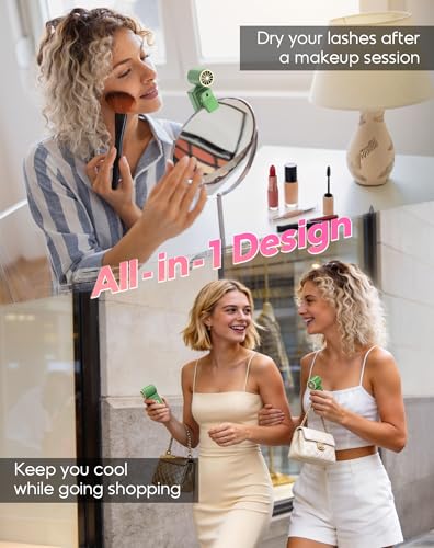 Clip-On Portable Fan for Strollers Travel, Rechargeable Turbo Personal Fan | Clip to Bag Strap Hat Stroller Shirt Desk Car Seats, Small 4 Speed 360° Rotate, Led Display, Turbo 13500RPM, Travel Essential - color: Green
