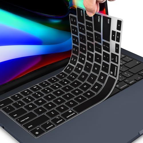 CaseBuy Keyboard Cover for 2026-2022 MacBook Air 13.6/15 Inch M5 M4 M3 M2 A3449 A3448 A3240 A2941 A3114, MacBook Pro 14" 16" M5-M1 Pro/Max A3426 A3427 A3434 A2992 A2918 A3428 A3429 A2991, Black - color: Black, size: MacBook Pro 14/16 Inch