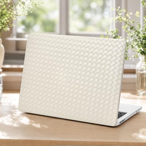 Voidborne Compatible with MacBook Neo 13 inch Case 2026 Release Model A3404 with A18 Pro Chip,Elegant Tartan PVC Leather Plastic Hard Shell Protective Case for Neo 13 inch + Keyboard Cover,Beige Grid - color: Beige-Tartan PVC Grid