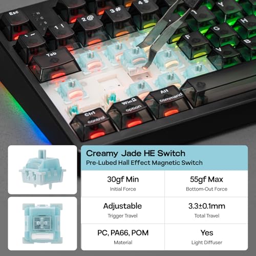 EPOMAKER HE108 Wireless Gaming Keyboard, 8K Polling & 10000mAh, SOCD & DKS | Full-Sized Hall Effect Keyboard with Rapid Triggering, Custom Driver, RGB Backlit, PBT Keycap (Black) - color: Black