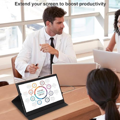 13.3" Touchscreen Portable Monitor, 1080P FHD IPS Display, USB-C & HDMI Plug-and-Play, Dual Speakers, Smart Cover & VESA Mount, External Monitor for Laptop, PC, Smartphone & Game Consoles