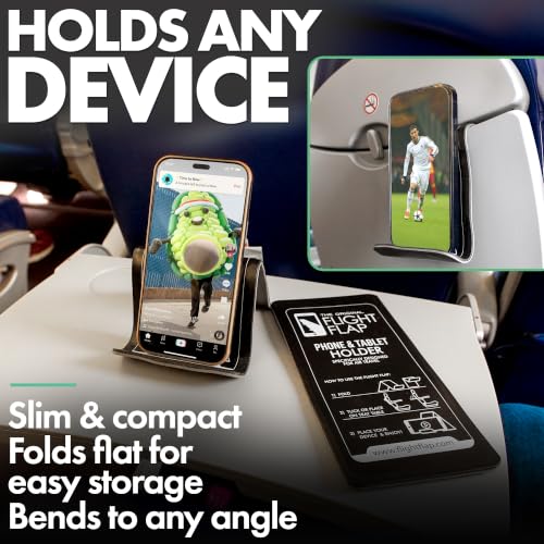 Airplane Phone Holder - Foldable Phone Stand for Plane Travel | Aluminum Build, 9 x 4.3 in. Matte Black Finish, Tabletop Mount Desk, Plane Tray Seat back, Treadmill, Fits iPhone Cell Phone - color: Black, size: Large