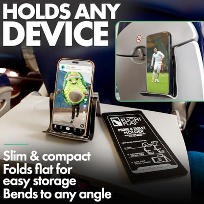 Airplane Phone Holder - Foldable Phone Stand for Plane Travel | Aluminum Build, 9 x 4.3 in. Matte Black Finish, Tabletop Mount Desk, Plane Tray Seat back, Treadmill, Fits iPhone Cell Phone - color: Black, size: Large
