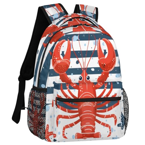 Lobster Backpack for Women Men Shoulder Computer Laptop Adults Backpack Coastal Nautical Sports Hiking Gym Workout Travel Casual Daypack - color: Multicolor 19