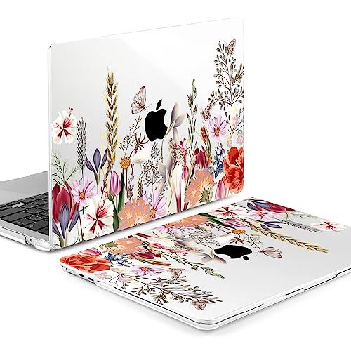 Batianda Case for MacBook Air 15" with M5 M4 M3 M2 Chip, Botanical Meadow | 4-in-1 Set with Bright Color Botanical Design, Lightweight Slim Hard Shell Protection For School Girls Women and Travelers - color: Flower field